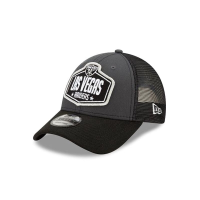 Grey Las Vegas Raiders Hat - New Era NFL NFL Draft 9FORTY Adjustable Caps USA9713528